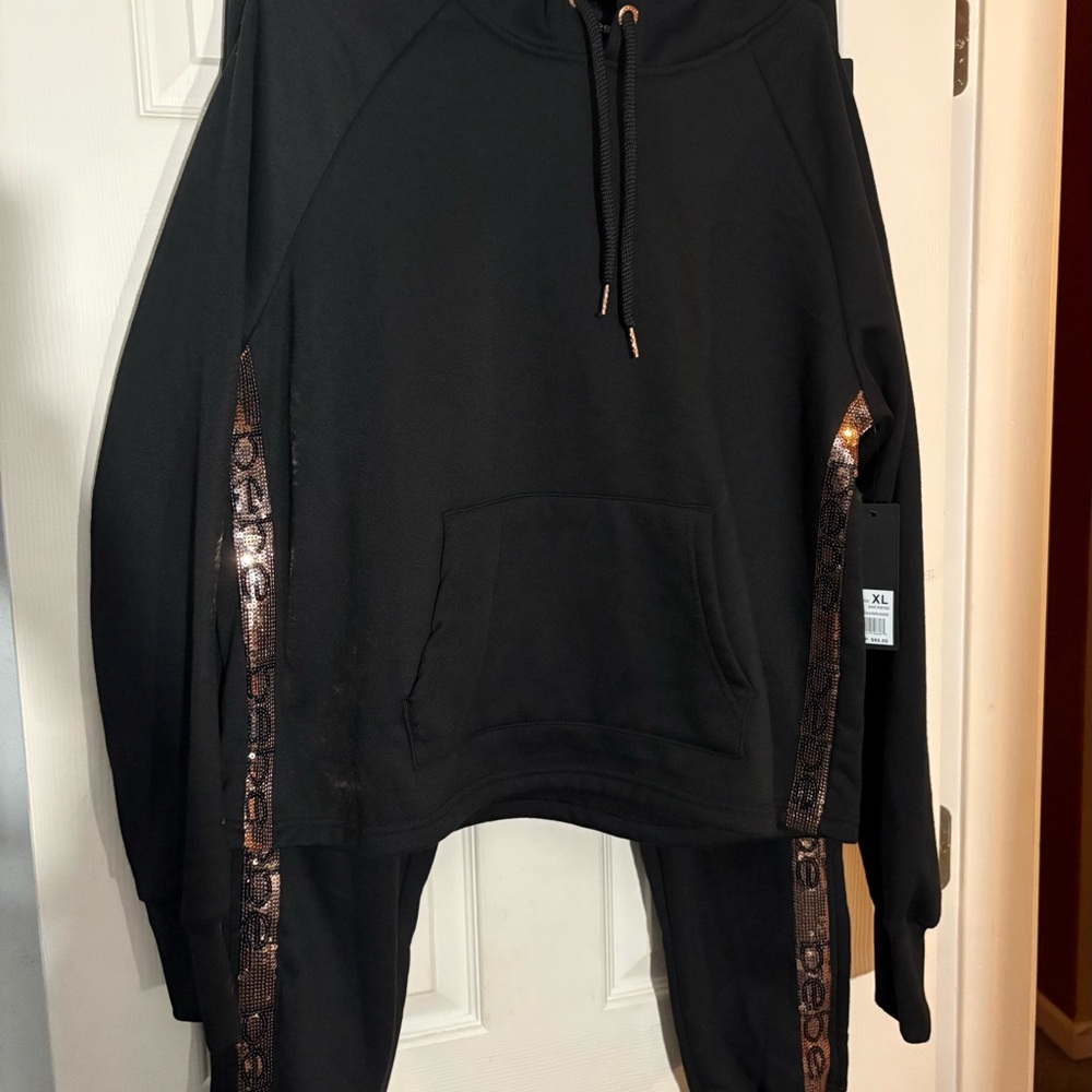 Bebe sequin stripe hoodie & pants XL